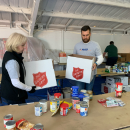 packing donations in salvation army boxes