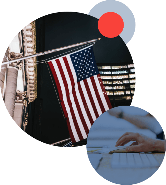 American flag and computer keyboard